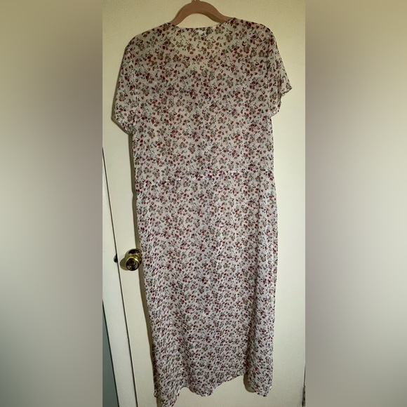 DR2 by Daniel Rain sheer floral duster dress drawstring waist button close large - Picture 7 of 7